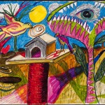 Birdhouse, etc._ colored markers_ 14 x 17 inches