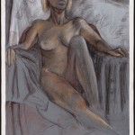 Seated Figure, Derwent pencil on painted archival bristol ve