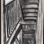 Sketchbook, stairwell, charcoal